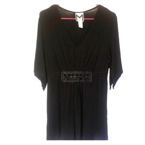 Marc Bouwer black kimono tunic with Jewel inset